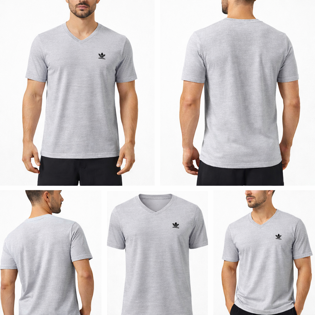 348 Adidas T-Shirt dry fit Gola V Cinza-Claro Tamanho M