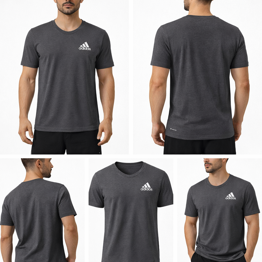 3775 Adidas T-Shirt Algodão Masculino Cinza Tamanho S