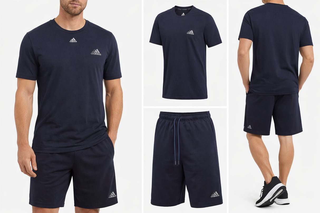 RD 108 Conjunto Adidas T-Shirt/calção Masculino, Azul-Escuro Tamanho XL