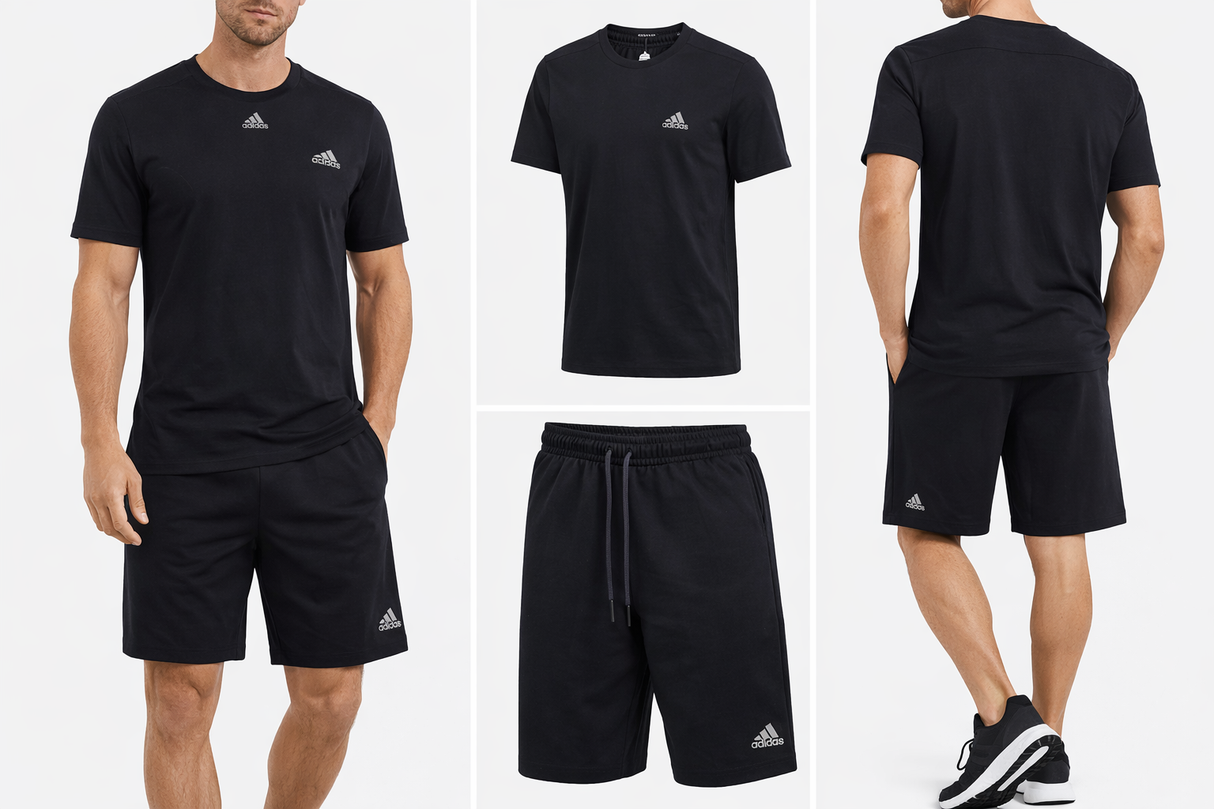 RD 108 Conjunto Adidas T-Shirt/calção Masculino, Preto/Preto Tamanho XL