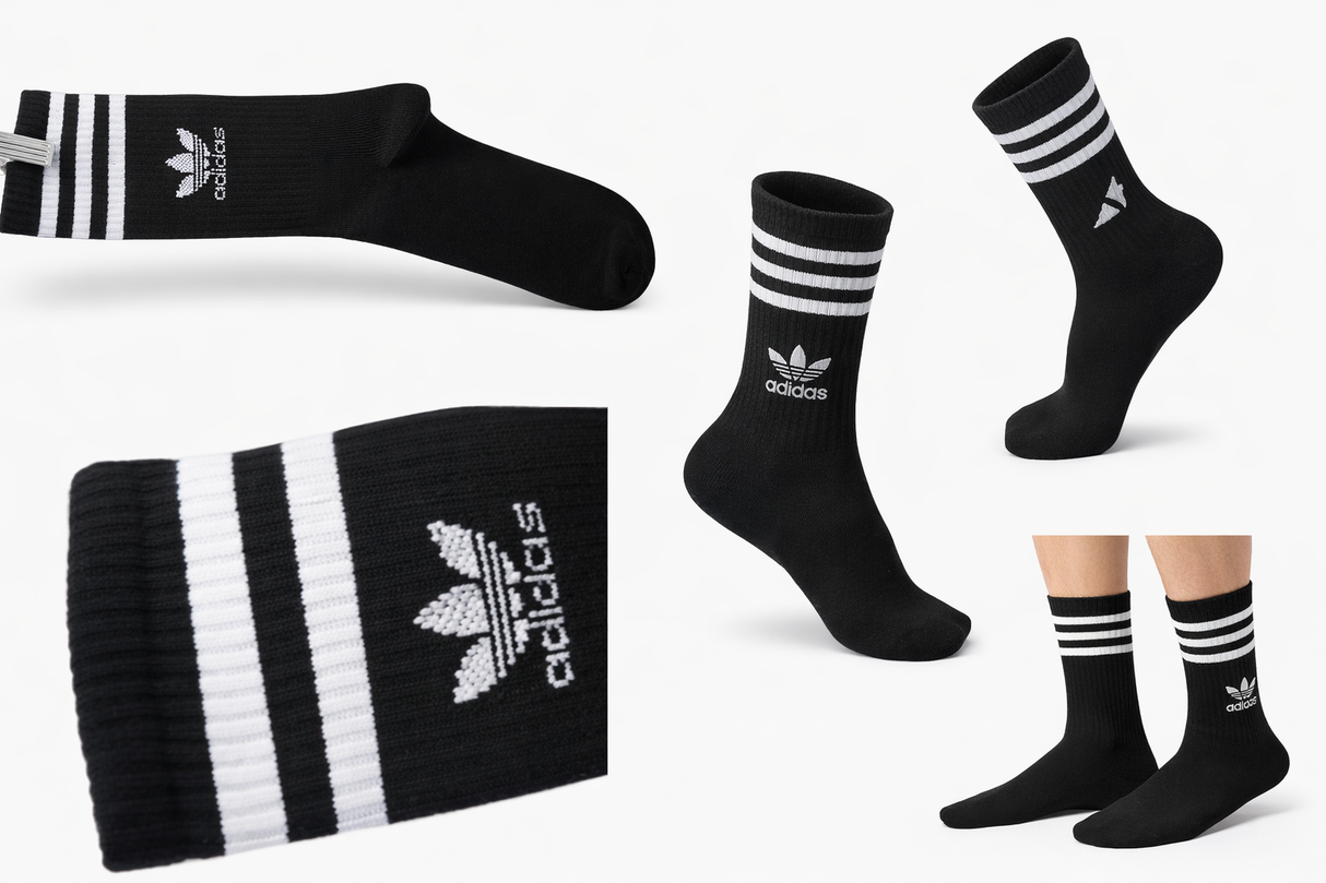 Adidas Meias Longas (L) 43-46 - Preta (Conjunto 3) Tamanho L