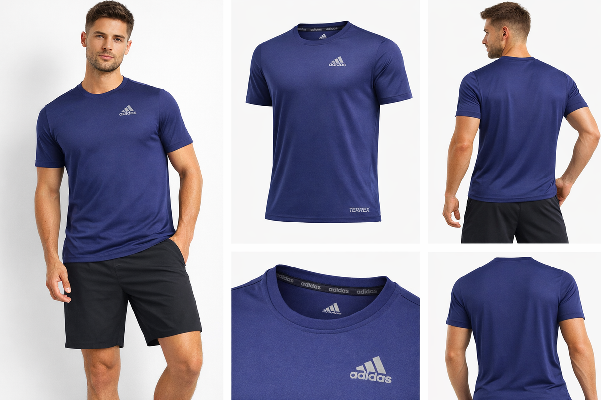 847 Adidas T-Shirt dry fit Masculino Azul-Escuro Tamanho XL