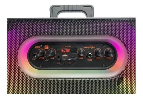 Alto Falante Caixa Som Bluetooth Led Rgb Amplificado Gts1592 Cor Preto