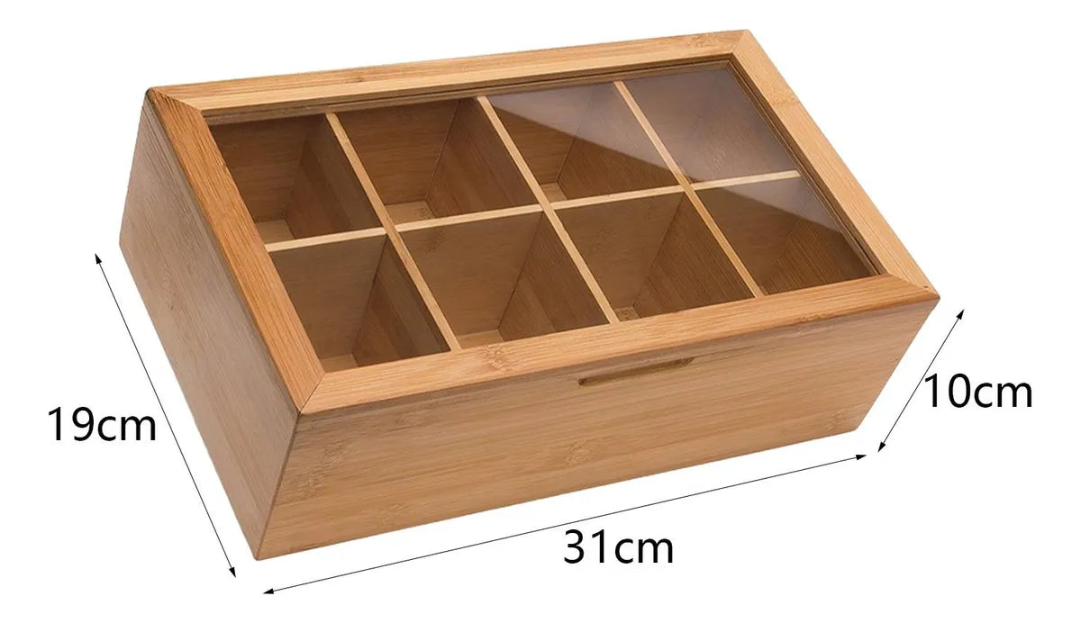 Caixa de chá de madeira Caixa de madeira pequena multifuncional para 8 grades