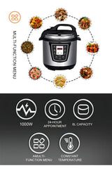 Panela de Pressão Elétrica Multifuncional 6lts 1000w Raf R-177 Cor Prata