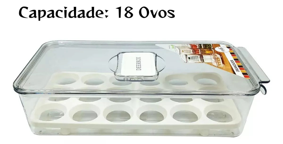 Organizador de ovos com tampa em acrílico