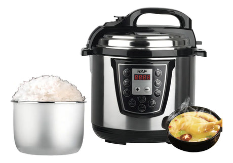 Panela de Pressão Elétrica Multifuncional 6lts 1000w Raf R-177 Cor Prata