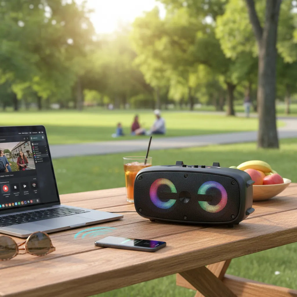 Portatl Bt 6.5 X2 C/mic Inal Speaker Led Light Tf Kts-2388