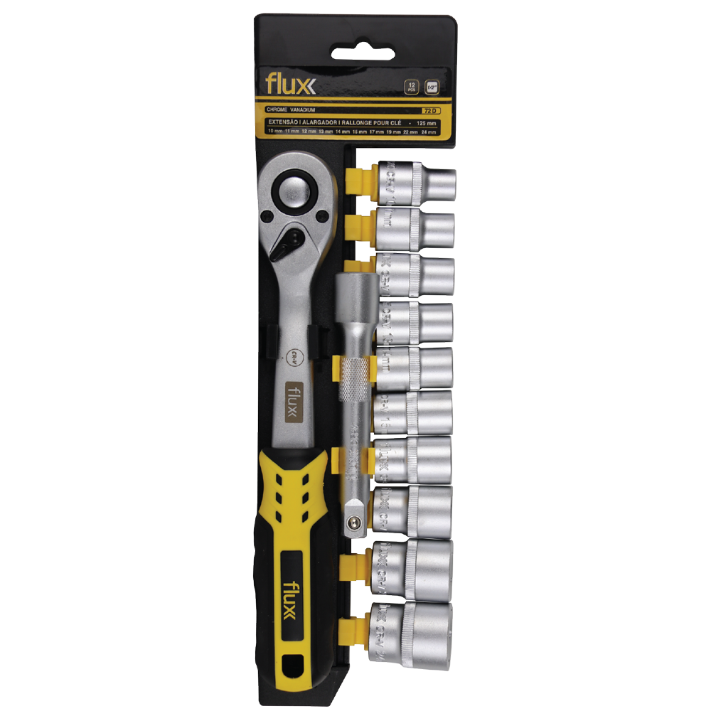 CONJUNTO CHAVE CAIXA CROM. VANADIUM 12PÇS 1/4 FLUX
