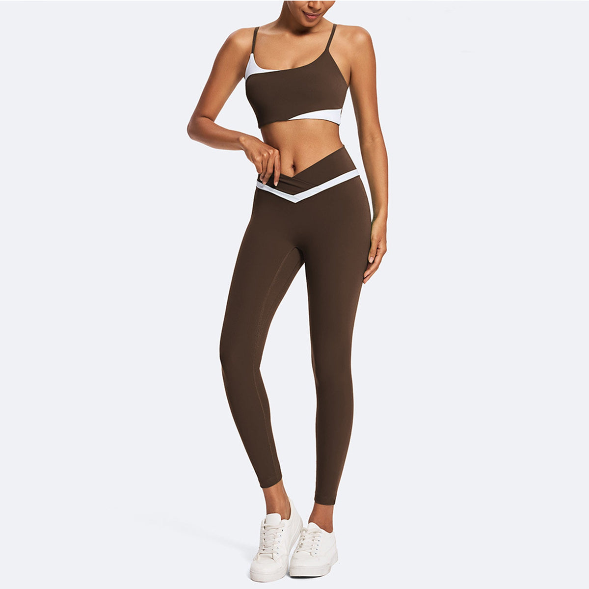 CONJUNTO FITNESS FEMININO VECTOR CASTANHO S