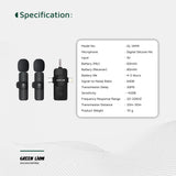 Microfone Green Lion 3 EM 1 Tipo-C / Lightning / Aux - Preto