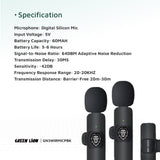 Green Lion Solo Microfone Sem Fio 3 Plugues 60mAh - Preto