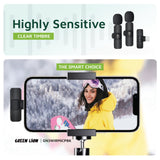 Green Lion Solo Microfone Sem Fio 3 Plugues 60mAh - Preto