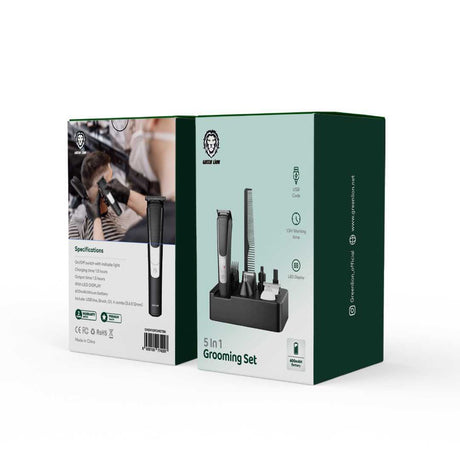 Green Lion 5 em 1 Grooming Set – 600mAh – Preto