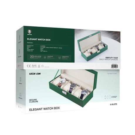 Green Lion Caixa Clássica para Relógio 6 Slots com Vidro – Verde