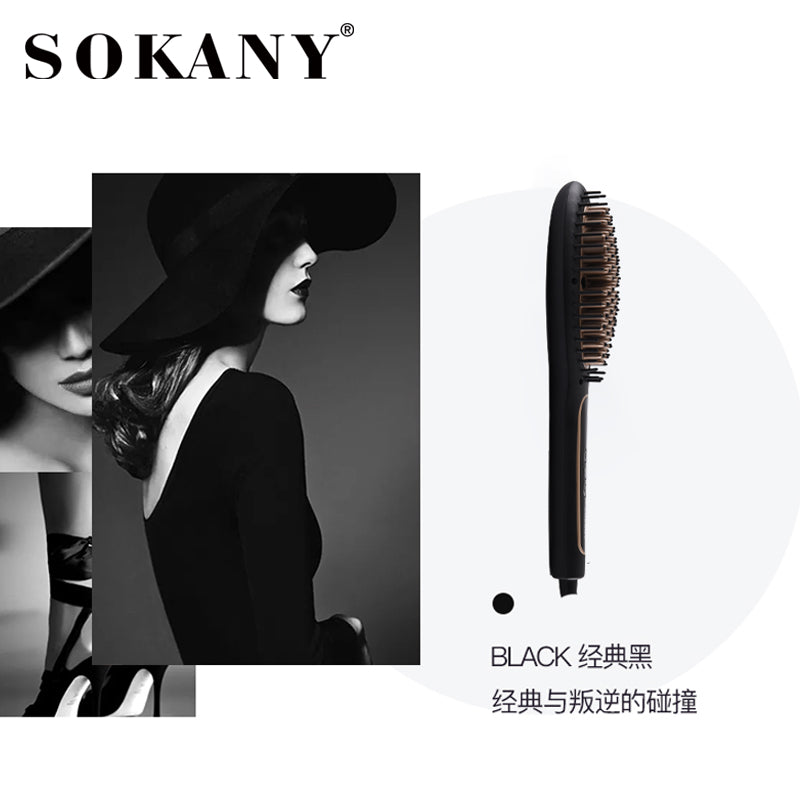 Sokany escova alisadora de cabelo elétrica, profissional, aquecimento rápido
