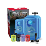 Coluna Vermelha KTS-2111  Bluetooth Alto-falante com Microfone sobre Rodas 2400mah ao ar livre portátil RGB Led de 8 polegadas sem fio