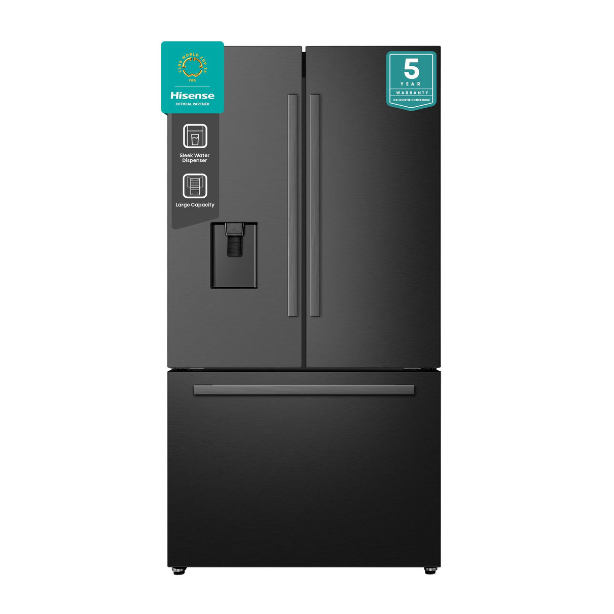 Frigorífico Hisense Side by Side 575L Inox – Multi Air Flow, Dispensador de Água – Modelo H760FSB