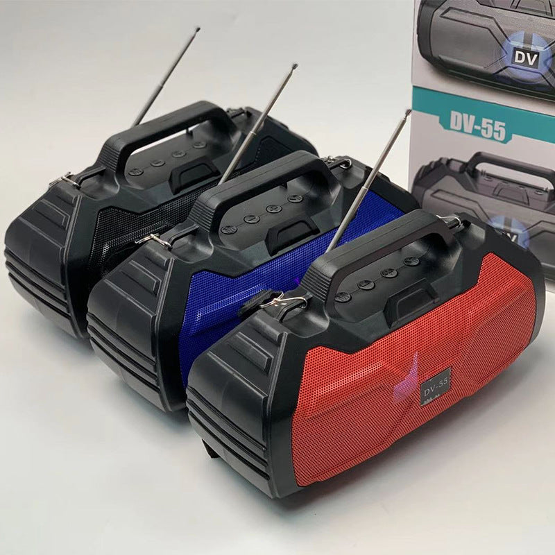 DV-55 5W Recarregável 5W Solar Powered Portátil Ao Ar Livre Sem Fio Rádio FM BT Blue Tooth AUX TF USB Party Speaker Com Lanterna