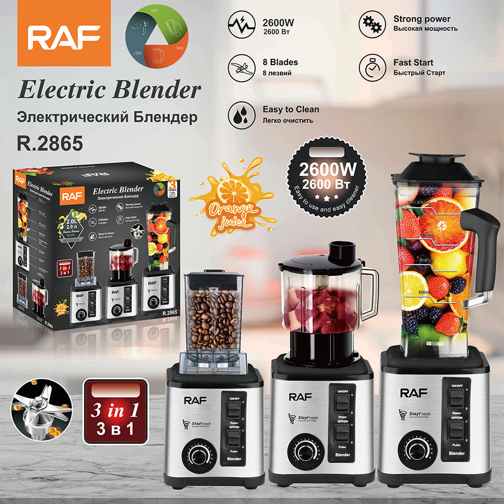 RAF R.2865 Multi Funcional 3 Em 1 8 Lâminas Liquidificador Elétrico Fácil De Limpar Forte Poder Juicer Mixer