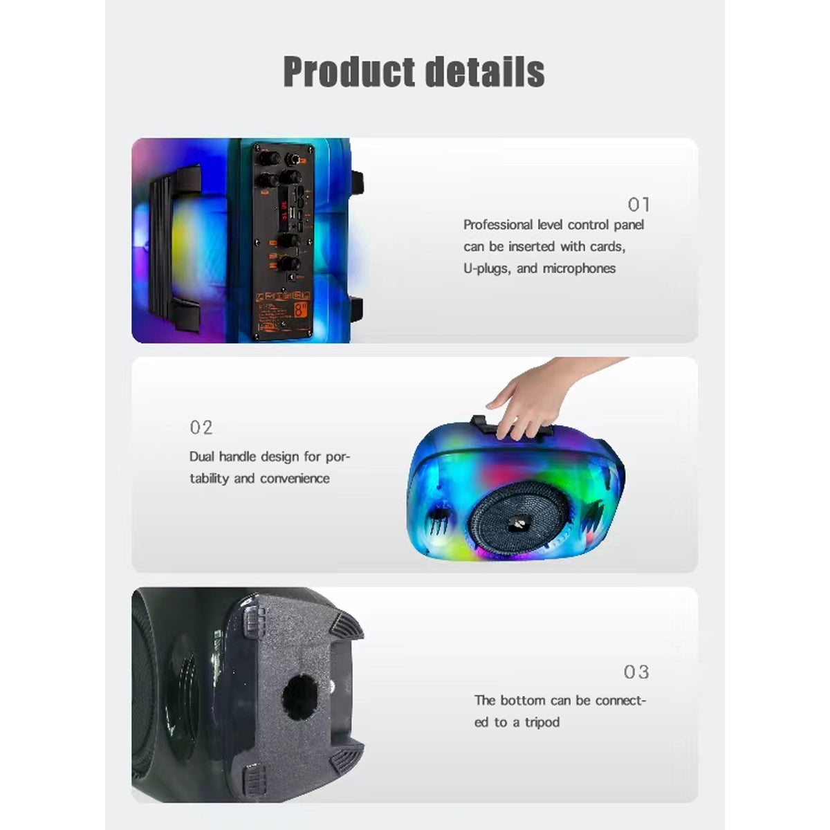 Alto-falante de 8 polegadas Kts-1896 Microfone Bluetooth Rádio FM Cor preta