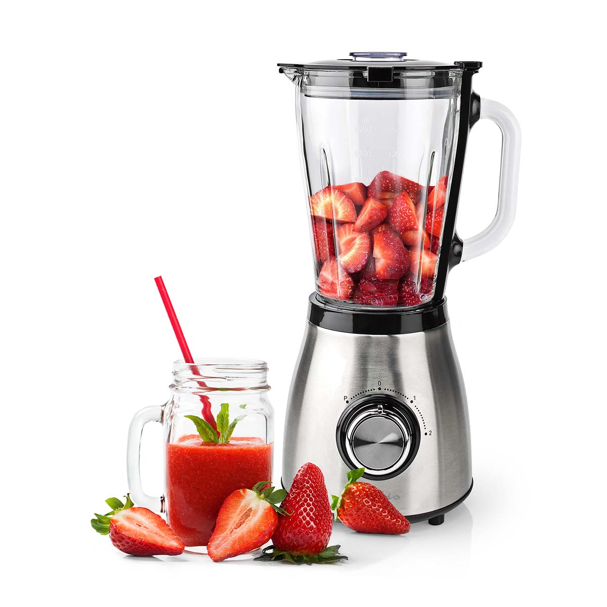 Liquidificador NEDIS KABL350CAL (800 W - 1.5 L - Preto e Prateado) KABL350CAL