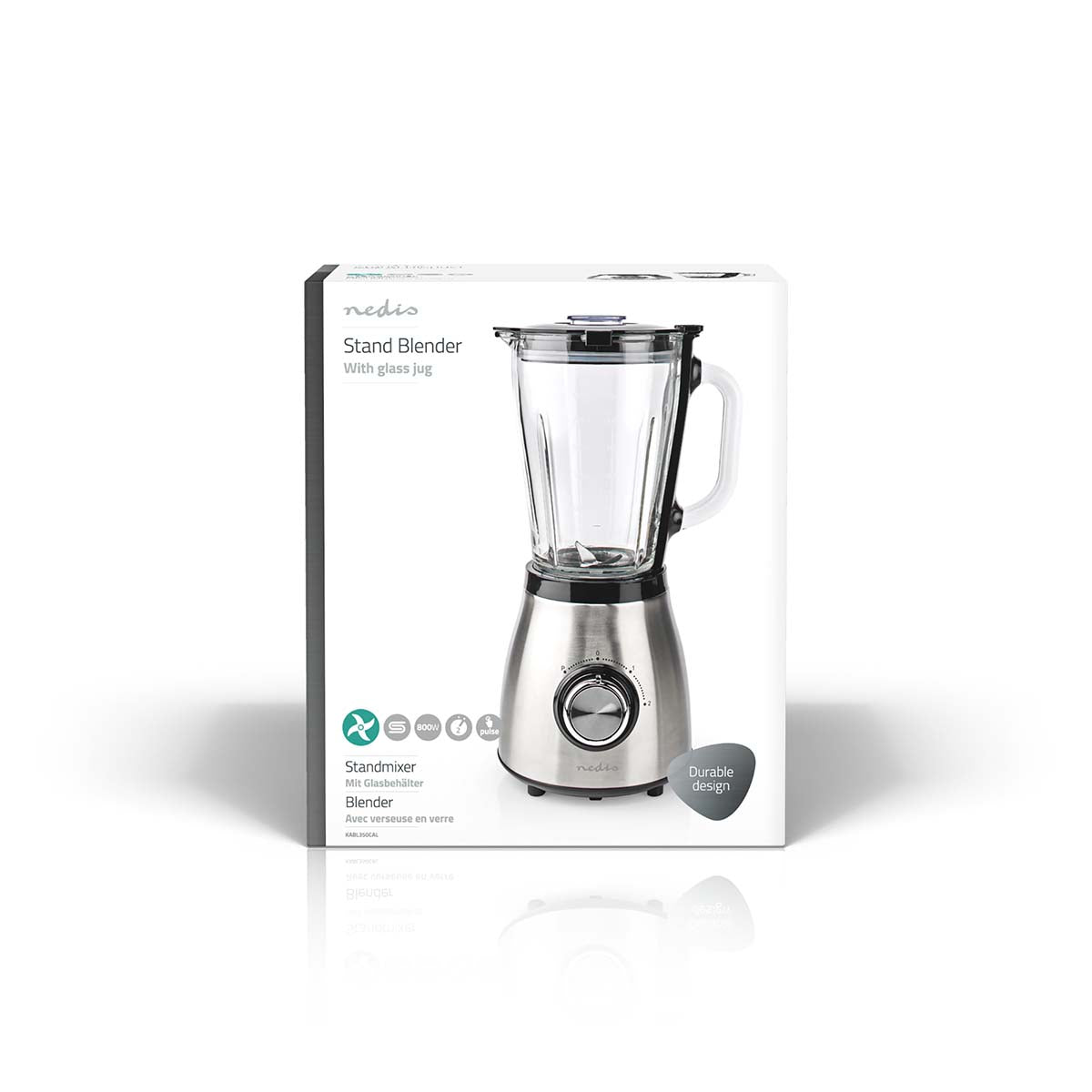 Liquidificador NEDIS KABL350CAL (800 W - 1.5 L - Preto e Prateado) KABL350CAL