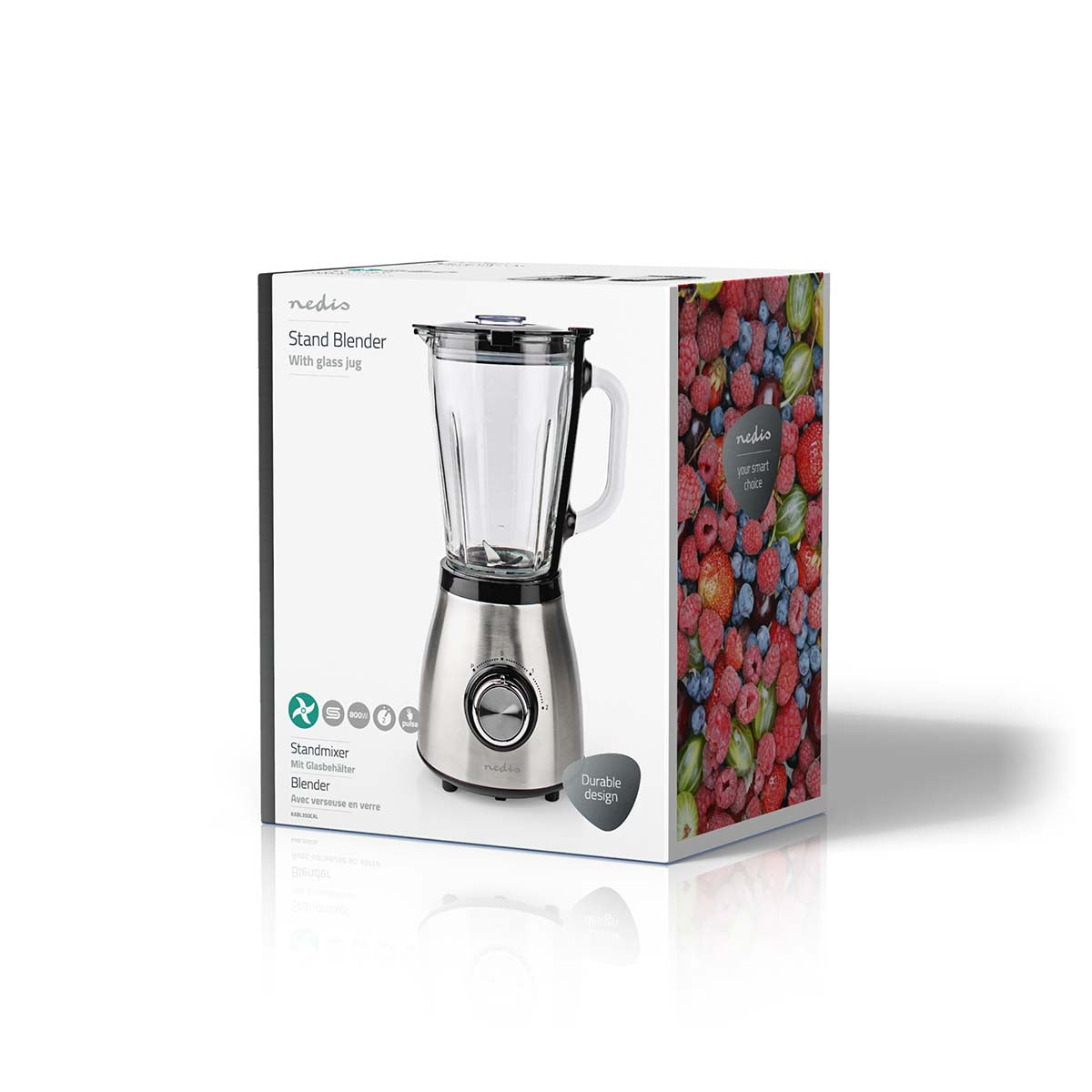 Liquidificador NEDIS KABL350CAL (800 W - 1.5 L - Preto e Prateado) KABL350CAL