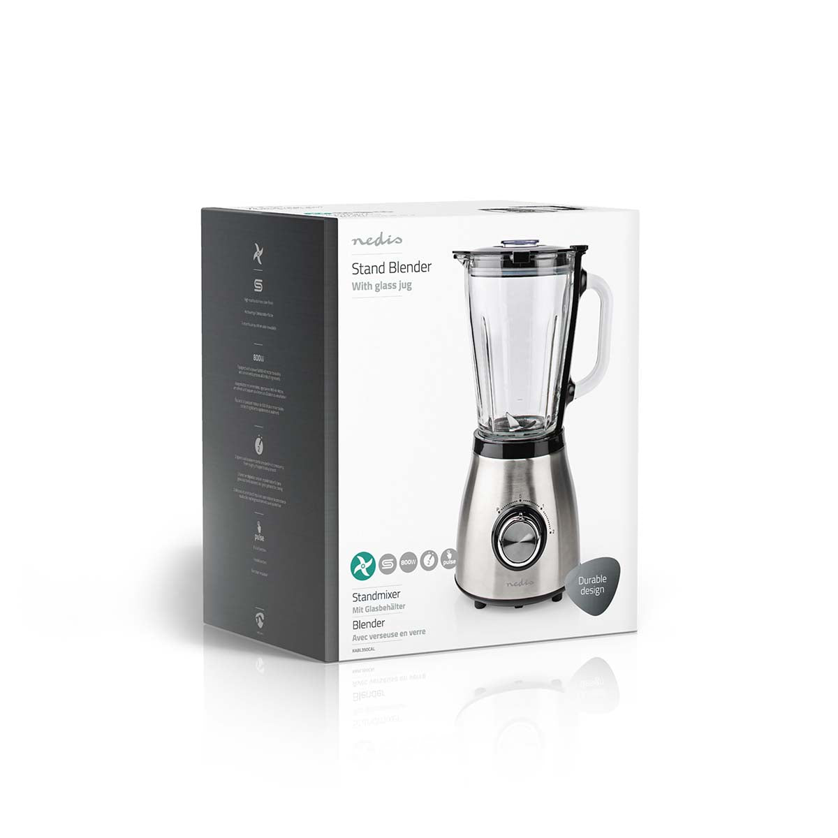 Liquidificador NEDIS KABL350CAL (800 W - 1.5 L - Preto e Prateado) KABL350CAL