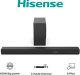 Soundbar Hisense HS3100 3.1 Canais com Subwoofer 480W – HDMI ARC, Bluetooth, DTS Virtual:X – Modelo HS3100