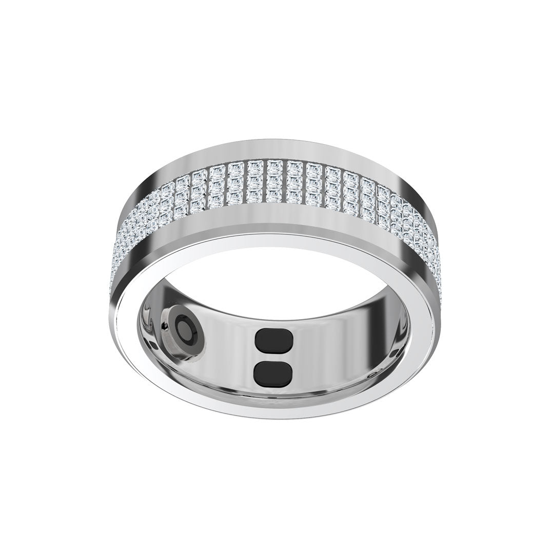 Anel de Senhora Porodo Smart Wearable - Prata – Tamanho 8 – Prateado