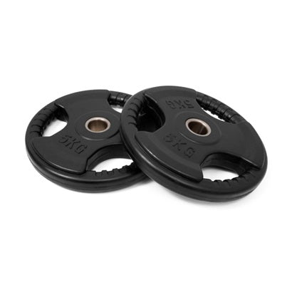 PLACA DE PESO TRI-GRIP DE BORRACHA PRETA 5KG
