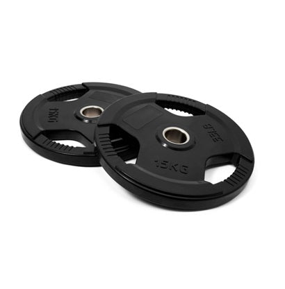 PLACA DE PESO TRI-GRIP DE BORRACHA PRETA 15KG