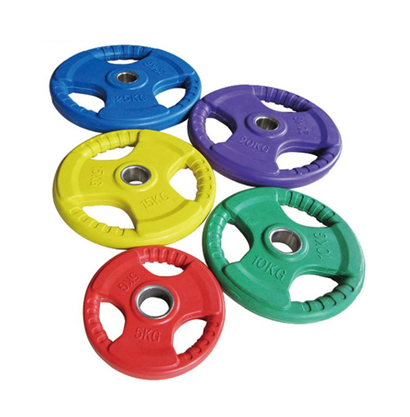 PLACA DE PESO TRI-GRIP DE BORRACHA COLORIDA 25KG