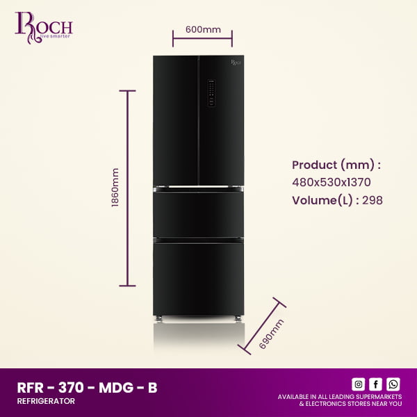 Refrigeradores ROCH 298 Ltrs. (RFR-370-MDG-B)