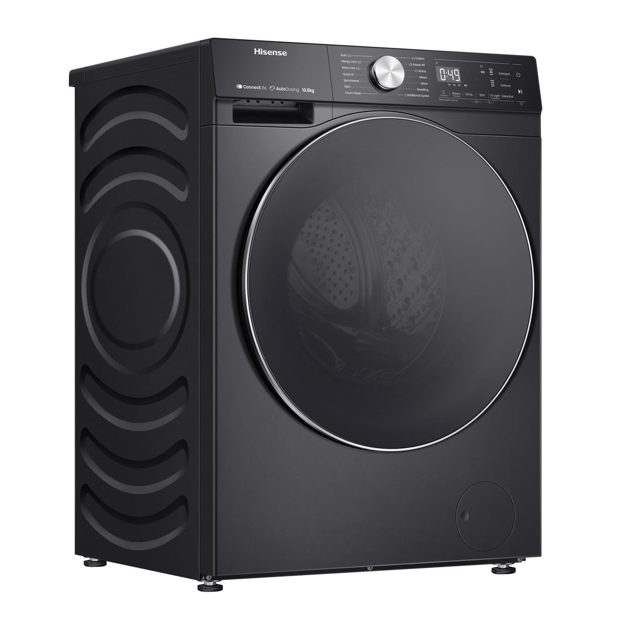 Máquina de Lavar Roupa Automática Hisense WF5S1245BB | Carregador frontal preto premium 5S Series 12kg