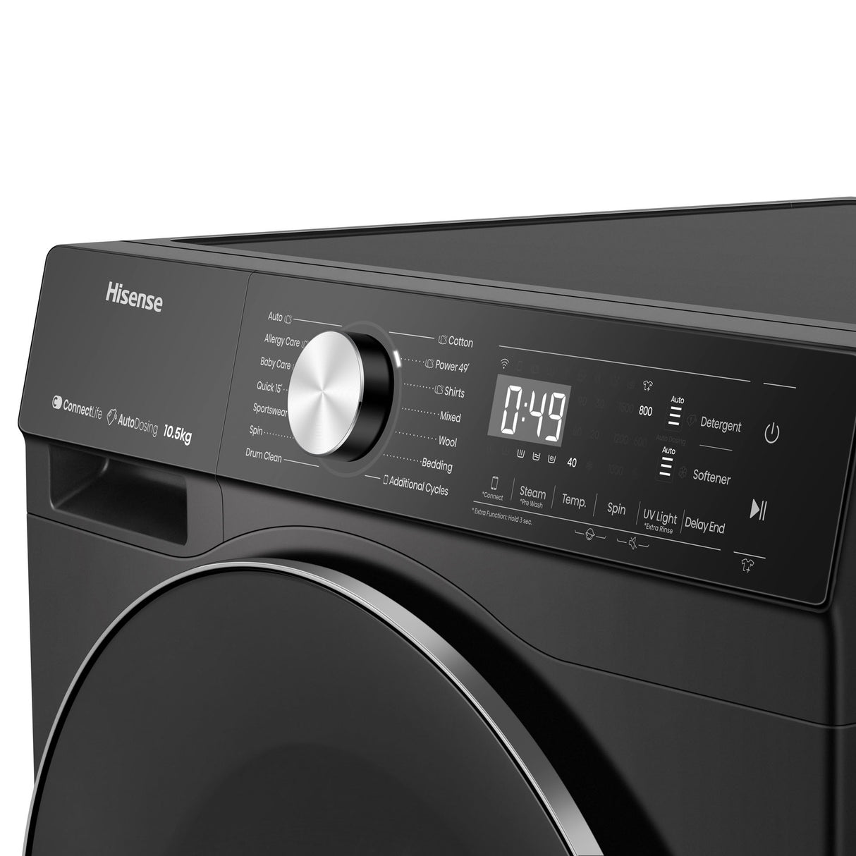 Máquina de Lavar Roupa Automática Hisense WF5S1245BB | Carregador frontal preto premium 5S Series 12kg