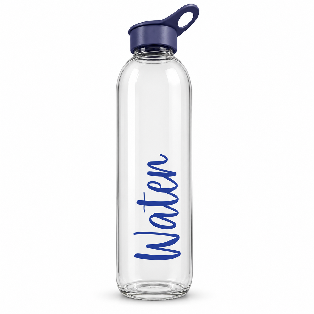 Garrafa de Água Transparente com Tampa Azul e Pega