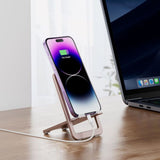 Suporte de Telefone Dobrável de Alumínio e Silicone Levelo Airlift, Design Fino e Leve, Material Forte e Durável - Rosa