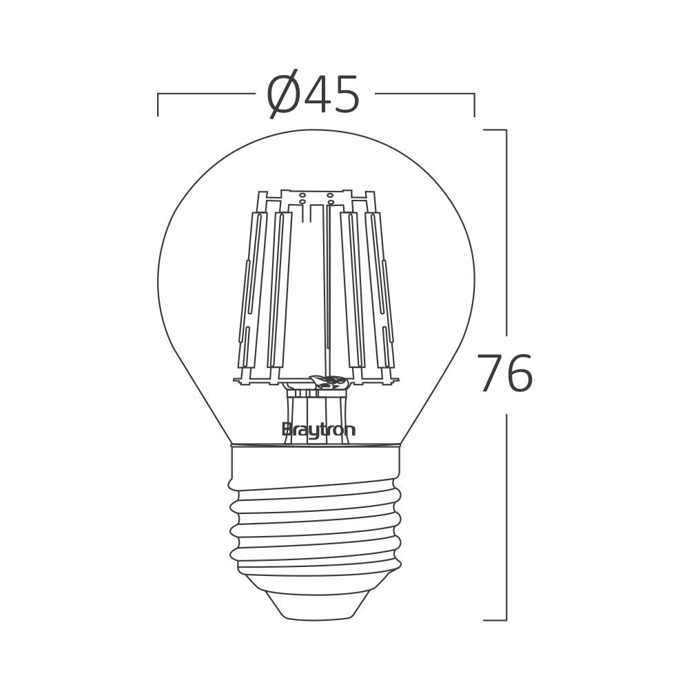 Lâmpada LED G45 6W E27 Transparente 3000K Braytron