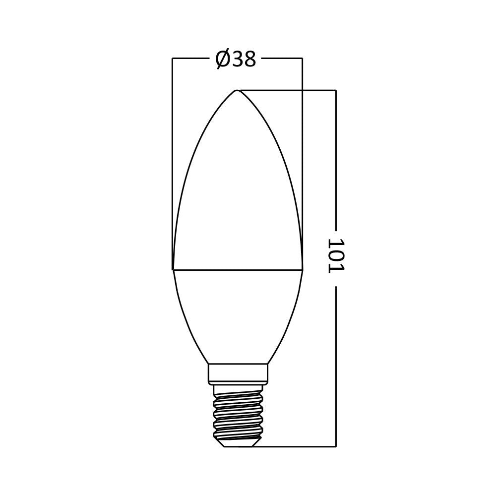Lâmpada LED Vela 6,5W 560lm E14 6500K Braytron