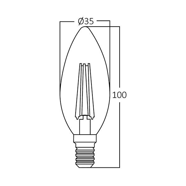 Lâmpada LED Vela 6W E14 Transparente 3000K 630lm Braytron