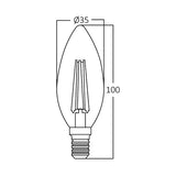 Lâmpada LED Vela 6W E14 Transparente 3000K 630lm Braytron