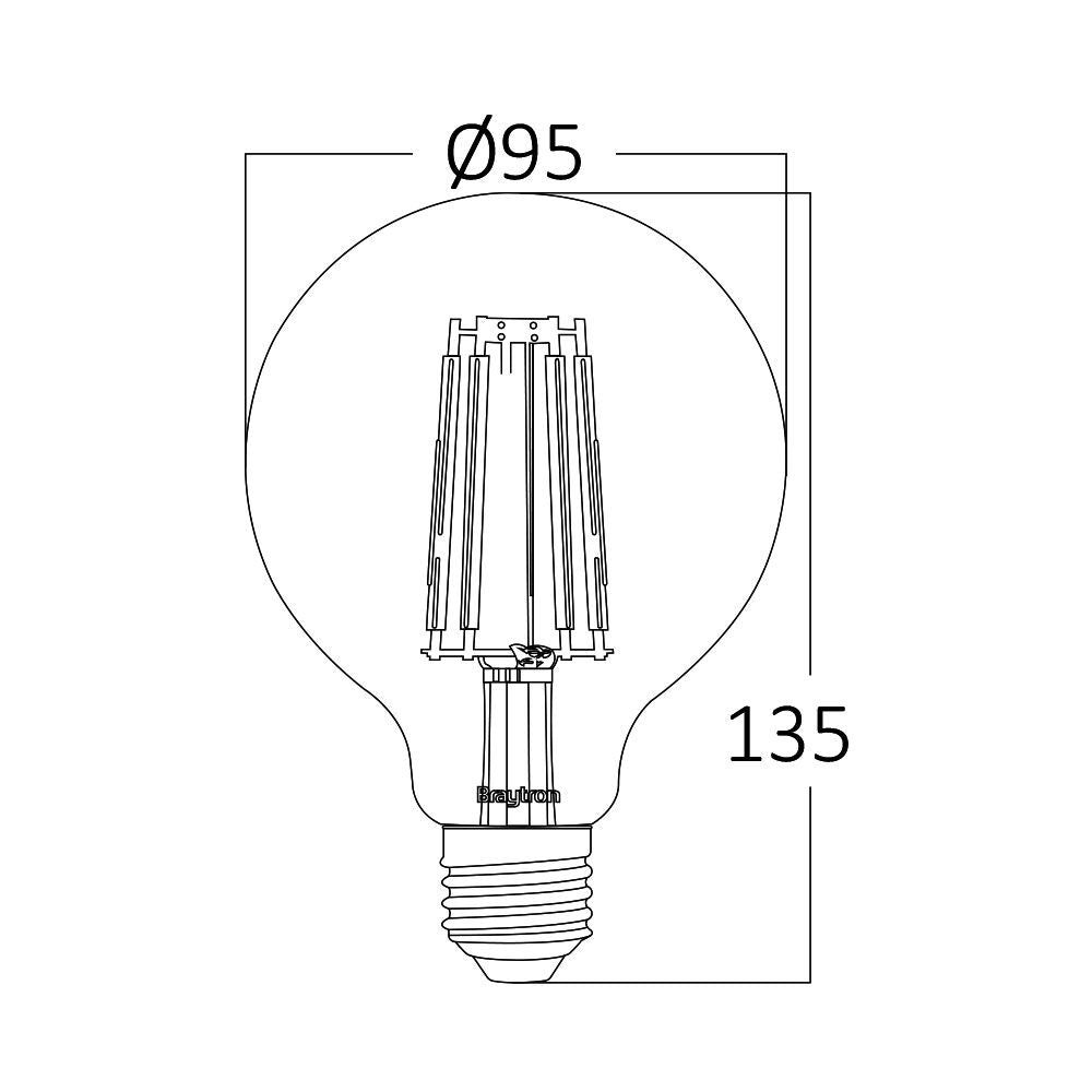 Lâmpada LED Filamento G95 6W E27 2200K Âmbar Braytron – Estilo Retrô para Ambientes Sofisticados