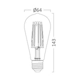 Lâmpada LED Filamento ST64 6W E27 2200K Âmbar Braytron – Vintage e Aconchegante