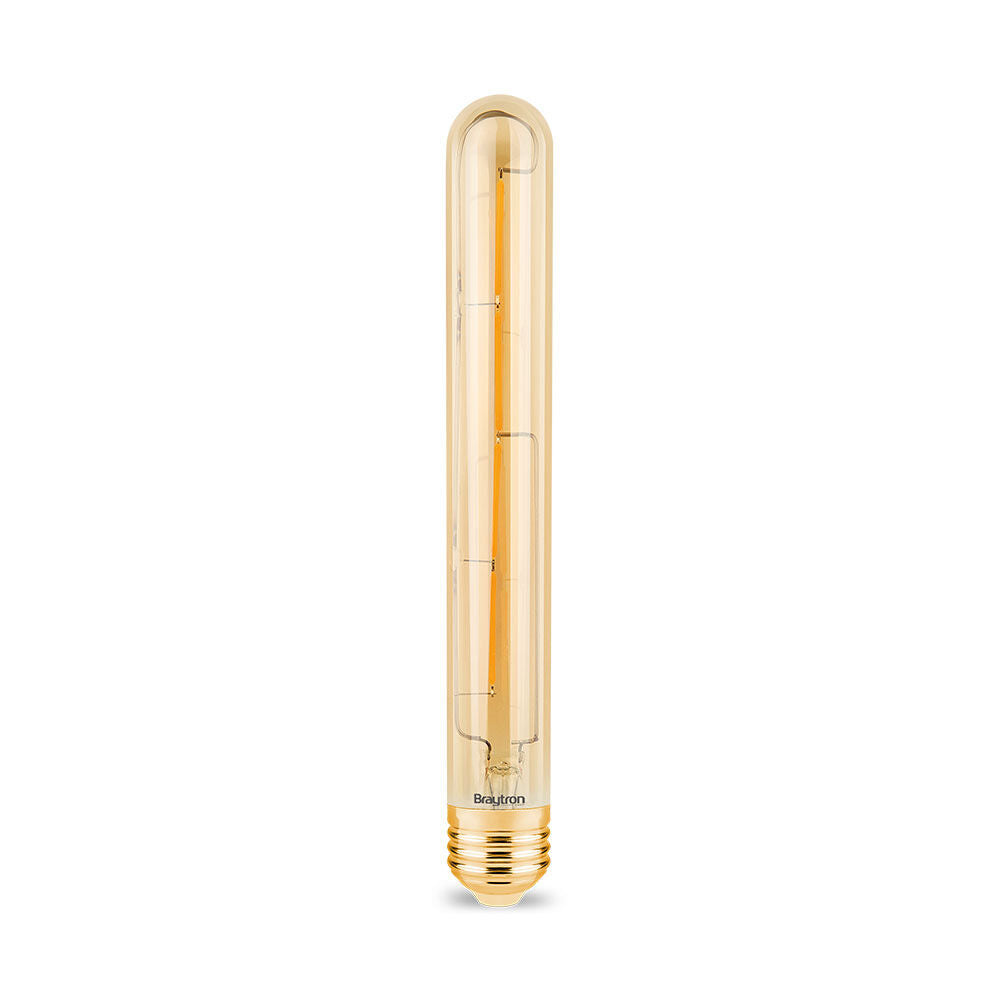 Lâmpada LED Filamento Tubular T30 6W E27 2200K Âmbar Braytron – Design Clássico para Decoração Retrô
