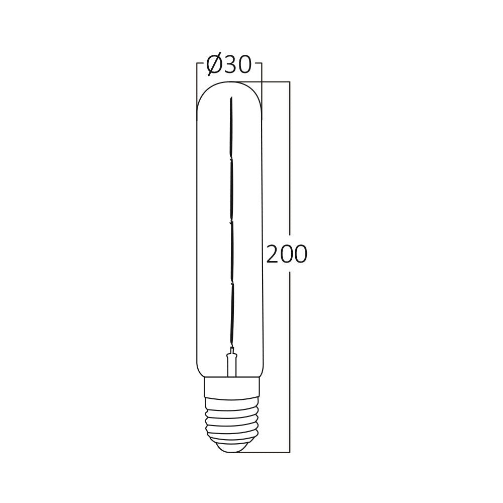 Lâmpada LED Filamento Tubular T30 6W E27 2200K Âmbar Braytron – Design Clássico para Decoração Retrô