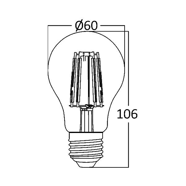 LED A60 7W E27 Transparente 3000K 806lm Braytron