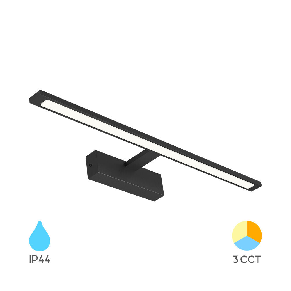 Luminária Braytron Aria 600 12W 3IN1 Preta IP44 para Espelho | Iluminação Regulável