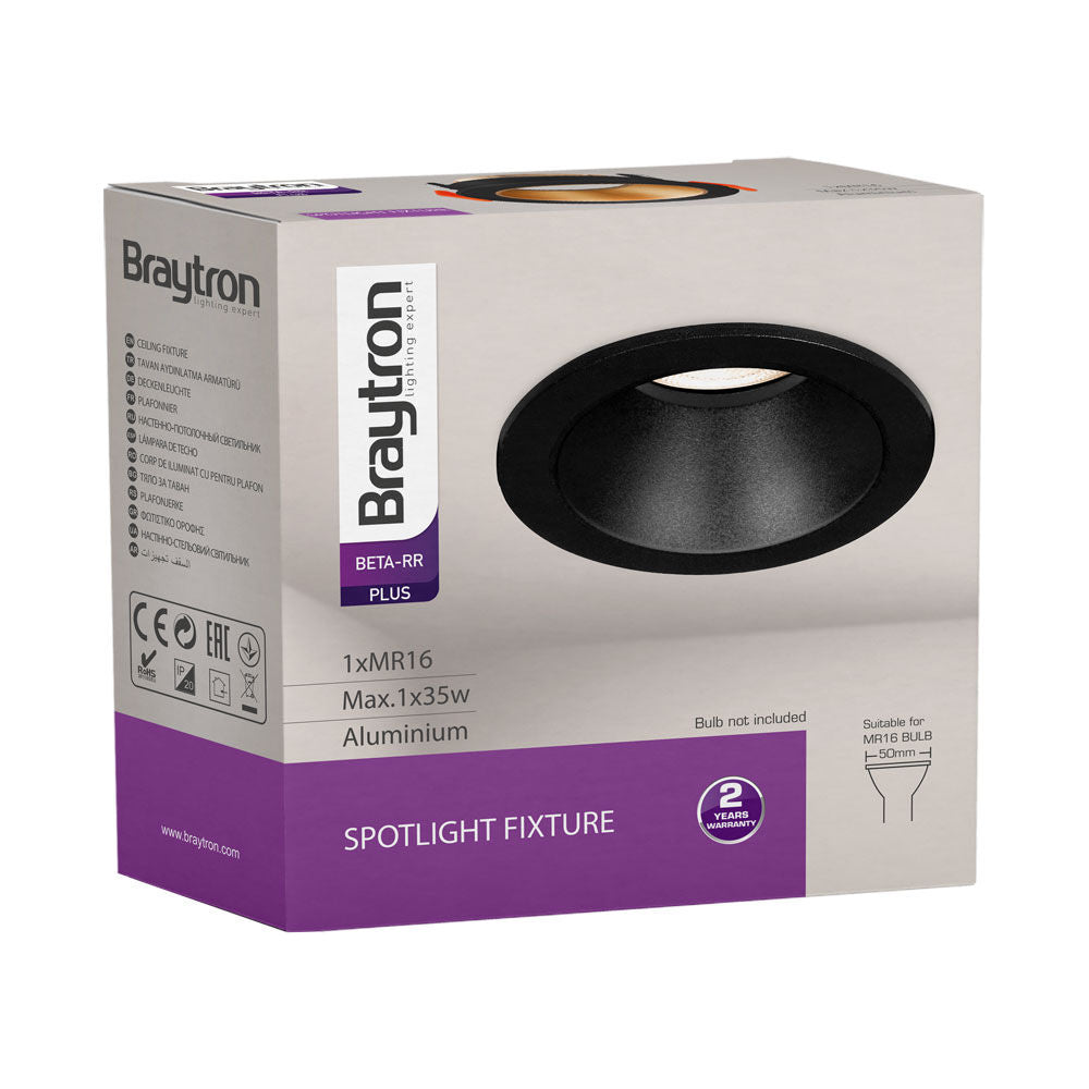 Spot LED Braytron Beta Redondo Preto com Acabamento Preto | Iluminação Direcionada